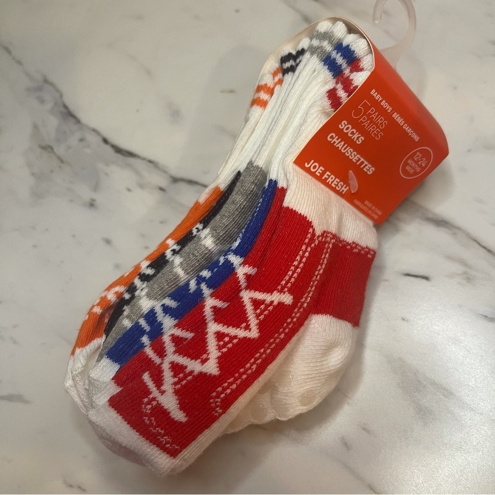 NWT Joe Fresh 5 Pair 12-24m Baby Boys Socks Set
